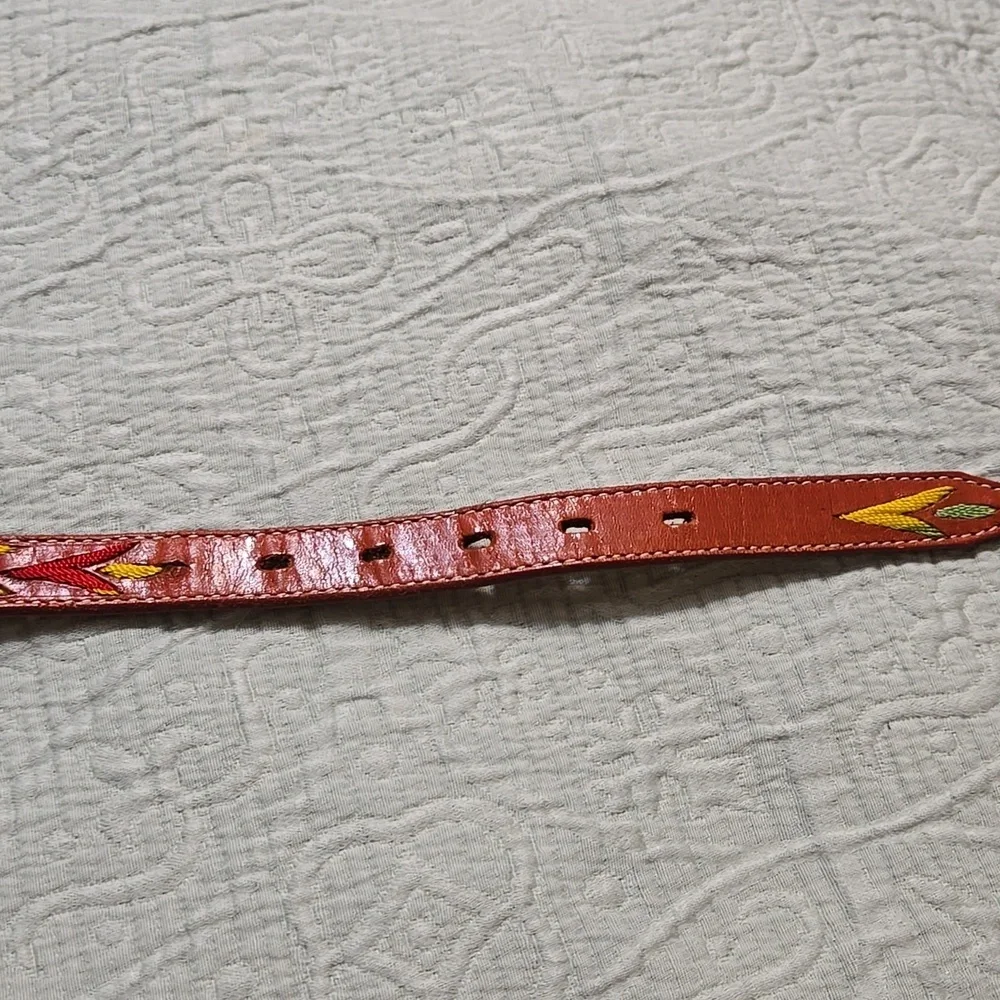 Vintage Nocona Colorful Embroidered Leather Belt Size 32